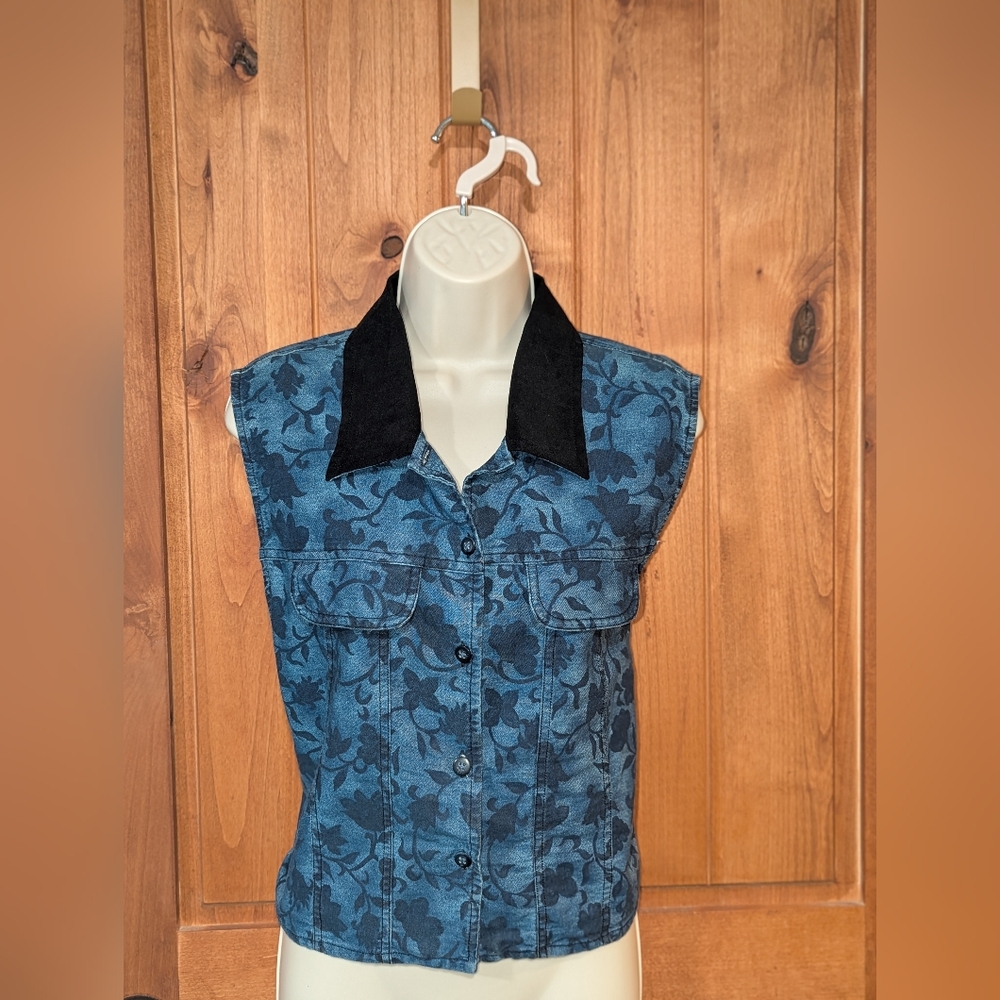 New Look Black and Blue‎ Denim Shirt Vest
